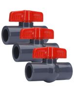 3-Pack 1 in. Heavy-Duty PVC Compact Ball Shut-off Valves Socket-Type for SCH40/SCH80 Pipe Fitting