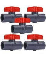 5-Pack 1 in. Heavy-Duty PVC Compact Ball Shut-off Valves Socket-Type for SCH40/SCH80 Pipe Fitting