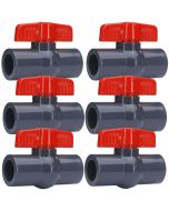 6-Pack 1 in. Heavy-Duty PVC Compact Ball Shut-off Valves Socket-Type for SCH40/SCH80 Pipe Fitting