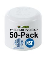 50-Pack 1" SCH-40 PVC End Cap, Plumbing Grade NSF-PW UPC ASTM ANSI D2466