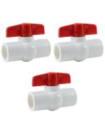 3-Pack 1/2 in. PVC Compact Ball Shut-off Valves Schedule-40 Pipe Fittings Slip/Socket