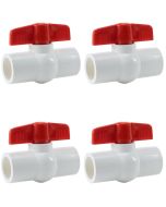 4-Pack 1/2 in. PVC Compact Ball Shut-off Valves Schedule-40 Pipe Fittings Slip/Socket