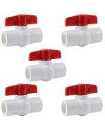 5-Pack 1/2 in. PVC Compact Ball Shut-off Valves Schedule-40 Pipe Fittings Slip/Socket