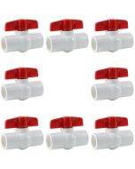 8-Pack 1/2 in. PVC Compact Ball Shut-off Valves Schedule-40 Pipe Fittings Slip/Socket