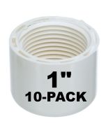 10-Pk 1 in. SCH-40 Female-Threaded NPT Caps PVC Pipe Fittings NSF ASTM D2466