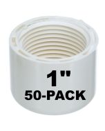 50-Pk 1 in. SCH-40 Female-Threaded NPT Caps PVC Pipe Fittings NSF ASTM D2466