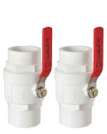 2-Pack 247Garden ERA 1 in. Two-Piece SCH40 PVC Chroming Ball Shut-Off Valve w/ Stainless Steel Handle