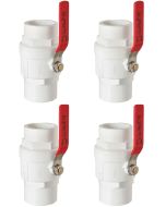 4-Pack 247Garden ERA 1 in. Two-Piece SCH40 PVC Chroming Ball Shut-Off Valve w/ Stainless Steel Handle