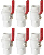 6-Pack 247Garden ERA 1 in. Two-Piece SCH40 PVC Chroming Ball Shut-Off Valve w/ Stainless Steel Handle