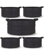 247Garden 200-Gallon Aeration Plant Grow Bags/Fabric Pots/Raised Garden Beds w/Handles (300GSM Black 24H x 50D) 5-Pack