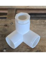 1.25" Slip x 1.25" Slip x 1/2" FPT 3-Way SCH-40 PVC 90-Degree Female Reducing Elbow Modular Pipe Adapter Kit ASTM D2466 (2PC SET)