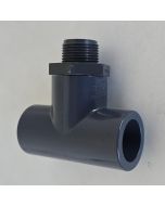 1" PVC SCH-80 Tee w/ Male Threaded Connection  Socket x Socket x Male NPT 2-Piece Modular Pipe Fitting Kit