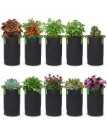 247Garden 3-Gallon Tall Aeration Fabric Pots/Tree Grow Bags (Black w/Green Handles 12.5H x 8.5D) 10-Pack w/Free Shipping