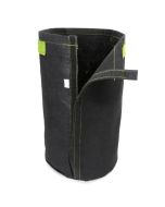 247Garden 4-Gallon Tall Transplanter Fabric Pot/Tree Grow Bag (Black w/Velcro Closure & Short Green Handles 14.5H x 9D)