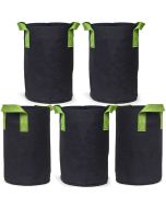 247Garden 10-Gallon Tall Aeration Fabric Pots/Tree Grow Bags (Black w/Green Handles 19H x 12.5D) 5-Pack w/Free Shipping USA