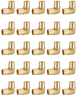 25-Pack 1/2" PEX-B 90 Degree Elbow, No Lead Brass, 1/2 Inch Crimp Fittings For Pex Pipe