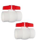 2-Pack 2" SCH-40 PVC Compact Ball Shut-off Valve SxS Slip/Socket Pipe Fittings ANSI ASTM D2466