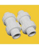 2-Pk 1 in. SCH-40 PVC True Union Ball Check Valves Socket-Type ASTM D2466/F1970 One-Way Pro-Flow Control Fittings