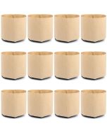 247Garden 2-Gallon Basic Aeration Tan Fabric Pot/Plant Grow Bag (200GSM BPA-Free Fabric, 7.5H x 8.5D) 12-Pack