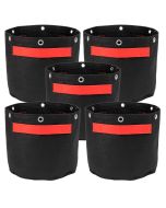 5-Pack 3-Gallon Bonsai LST Low Stress Training Fabric Pots W/ 6 Support Ring 260GSM 247Garden Black Grow Bags w/Short Red Handles 9H x 10D