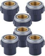 6-Pack 3/4 in. SCH-80 PVC Female Adapter w/Brass Threaded-Fitting ASTM D2467/D2464 FNPT 3/4" PVC-to-Brass Connector