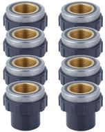 8-Pack 3/4 in. SCH-80 PVC Female Adapter w/Brass Threaded-Fitting ASTM D2467/D2464 FNPT 3/4" PVC-to-Brass Connector