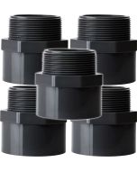 5-PK 1-1/4 in. SCH-80 PVC Male Hex Adapter Slip x MNPT High Pressure Pipe Fitting NSF ASTM D2467 Industrial-Grade 1.25"