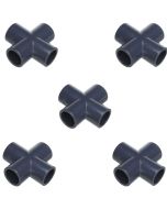 5-Pk 1/2 in. Sch-80 PVC Cross 4-Way Pipe Fittings NSF ASTM D2467 Slip/Socket