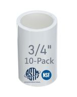 10-Pack 3/4 in. SCH-40 PVC Couplings Plumbing-Grade Pipe Fittings Slip/Socket NSF ANSI ASTM D2466