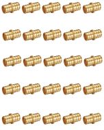 20-Pack Pex 3/4 Inch X 3/4 inch Straight Couplings Barb Crimp Brass Fittings For Pex Tubing/Pipe, ASTM F1807