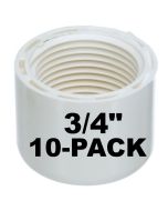 10-Pack 3/4 in. SCH-40 Female-Threaded NPT Caps PVC Pipe Fittings NSF ASTM D2466