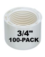 100-Pack 3/4 in. SCH-40 Female-Threaded NPT Caps PVC Pipe Fittings NSF ASTM D2466