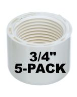 5-Pack 3/4 in. Schedule 40 PVC Female-Threaded NPT Caps PVC Pipe Fittings NSF ASTM D2466