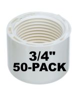 50-Pack 3/4 in. SCH-40 Female-Threaded NPT Caps PVC Pipe Fittings NSF ASTM D2466