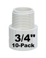 10-Pack 3/4" SCH-40 PVC Male Adapters Pipe Fittings, Plumbing Grade NSF-PW UPC ASTM ANSI D2466 NPT x Slip