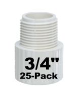 25-Pack 3/4" SCH-40 PVC Male Adapters Pipe Fittings, Plumbing Grade NSF-PW UPC ASTM ANSI D2466 NPT x Slip