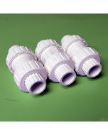 3-Pk 3/4 in. SCH-40 PVC True Union Ball Check Valves Socket-Type ASTM D2466/F1970 One-Way Pro-Flow Control Fittings
