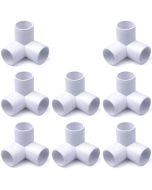 8-Pack 1 in. PVC 3-Way Elbow Fittings ASTM SCH40 Furniture-Grade Connectors
