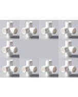 10-Pk 1/2 in. 4-Way SCH-40 PVC Fittings ASTM D2466 Plumbing-Grade Connectors