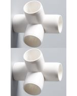 2-Pk 1 in. 4-Way SCH-40 PVC Fittings ASTM D2466 Plumbing-Grade Pipe Connectors