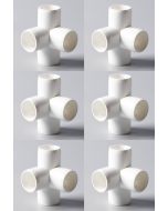 6-Pk 3/4 in. 4-Way SCH-40 PVC Fittings ASTM D2466 Plumbing-Grade Pipe Connectors