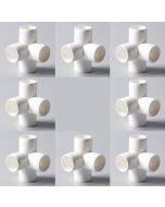 8-Pk 3/4 in. 4-Way SCH-40 PVC Fittings ASTM D2466 Plumbing-Grade Pipe Connectors