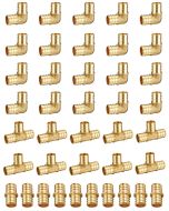 40pcs 1/2 in. PEX-B Lead Free Brass F1807 PEX Fitting Combo w/ 20pcs 1/2" Crimp Fitting Elbow, 10pcs 1/2" Tees, 10pcs 1/2" Coupling