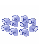 10-Pk 3/4 in. Clear PVC SCH-40 90-Degree Elbow Fittings Transparent Color ANSI, ASTM D2466 Special for Aquarium/Reef Tank Setup