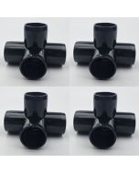 4-Pk 1/2 in. 4-Way Black PVC Elbow Construction Fittings ASTM SCH-40 Furniture-Grade Pipe Connectors