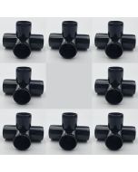 8-Pk 1/2 in. 4-Way Black PVC Elbow Construction Fittings ASTM SCH-40 Furniture-Grade Pipe Connectors