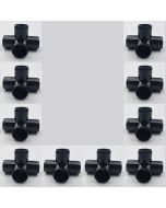 10-Pk 3/4" 4-Way Black PVC Elbows+Tees Furniture-Grade ASTM SCH40 Construction Fittings