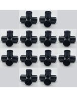 12-Pk 1/2 in. 4-Way Black PVC Elbow Construction Fittings ASTM SCH-40 Furniture-Grade Pipe Connectors