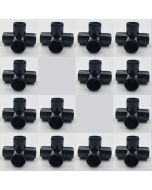 14-Pk 3/4" 4-Way Black PVC Elbows+Tees Furniture-Grade ASTM SCH40 Construction Fittings