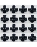 16-Pk 1/2 in. 4-Way Black PVC Elbow Construction Fittings ASTM SCH-40 Furniture-Grade Pipe Connectors